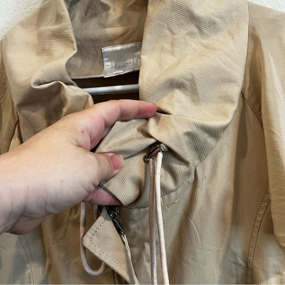 Hanii Y tan silk blend cardigan short sleeve jacket top size 42 - Picture 7 of 13